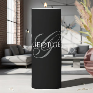 Monogram initial Script Pillar Candle