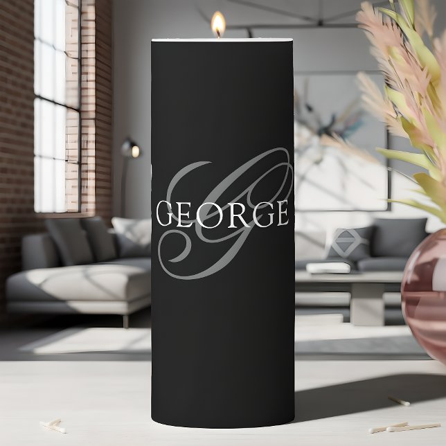 Monogram initial Script Pillar Candle (Creator Uploaded)