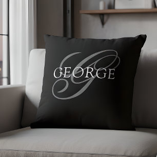 Monogram initial Script Throw Pillow