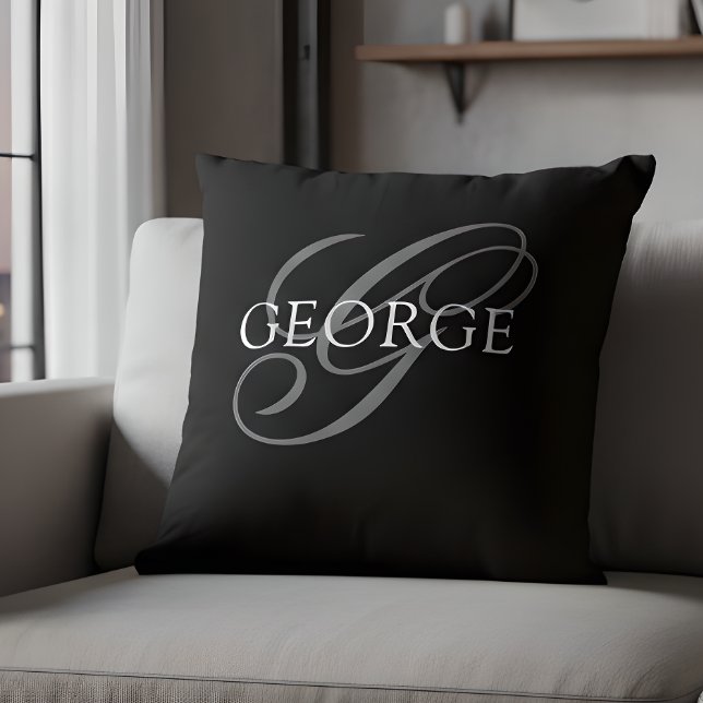 Monogram initial Script Throw Pillow (Creator Uploaded)