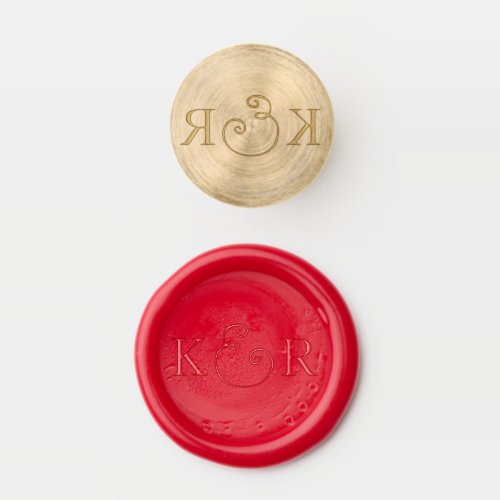 Monogram initial scrolled and sign wax seal stamp