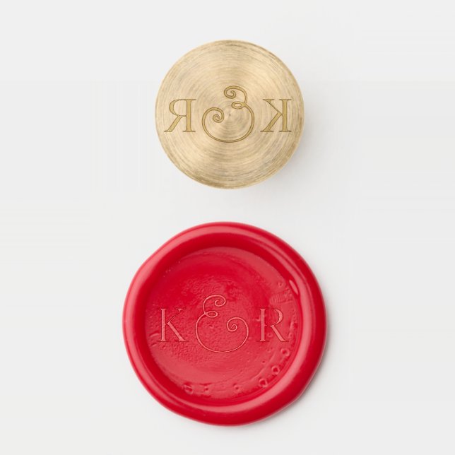 Monogram initial scrolled and sign wax seal stamp (Stamped)
