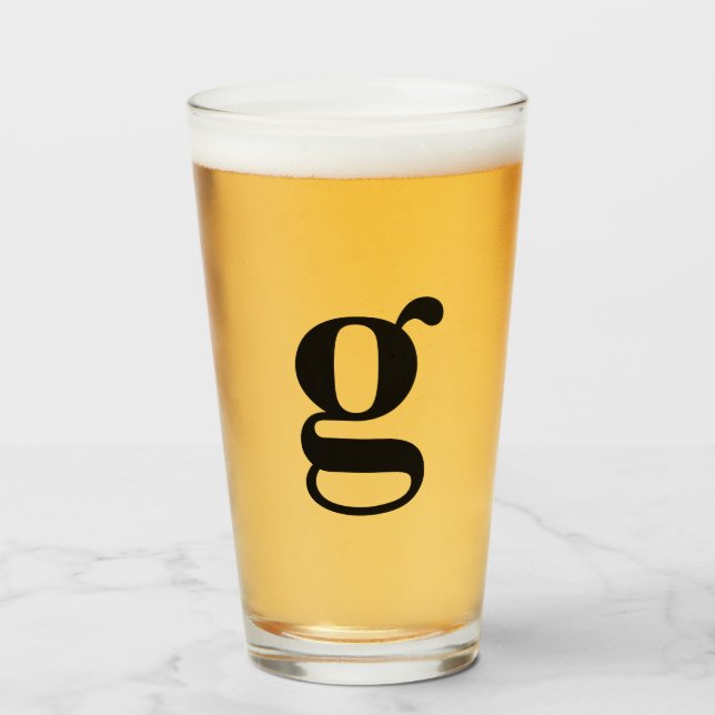 Monogram Initial Simple Beer Glass (Front Filled)