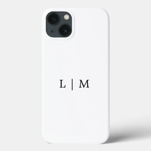 Monogram Initial Simple Black and White Minimalist iPhone 13 Case