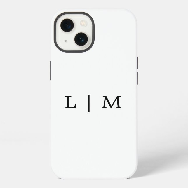 Monogram Initial Simple Black and White Minimalist Iphone Case (Back)