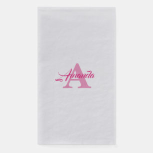 Monogram Initial Simple Custom Name Pink Silver Paper Guest Towels
