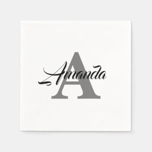 Monogram Initial Simple Elegant Custom Name Cool Napkins