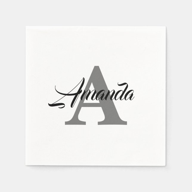Monogram Initial Simple Elegant Custom Name Cool Napkins (Front)