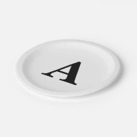 Monogram Initial Simple Elegant Custom Name Cute Paper Plates Zazzle