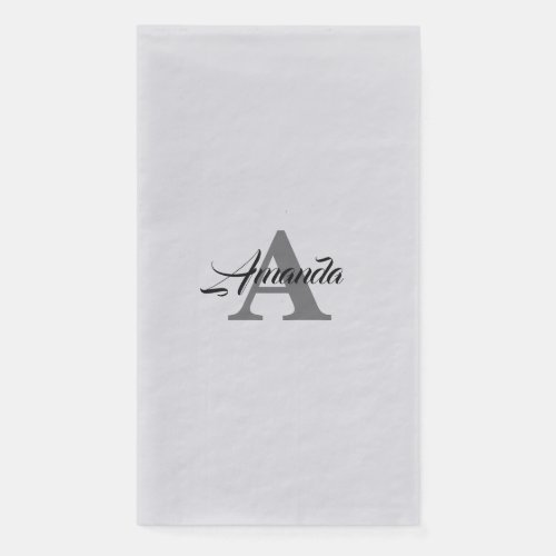 Monogram Initial Simple Elegant Custom Name Silver Paper Guest Towels