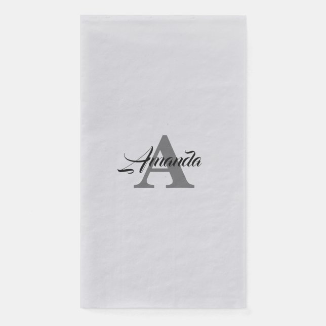 Monogram Initial Simple Elegant Custom Name Silver Paper Guest Towels (Front)