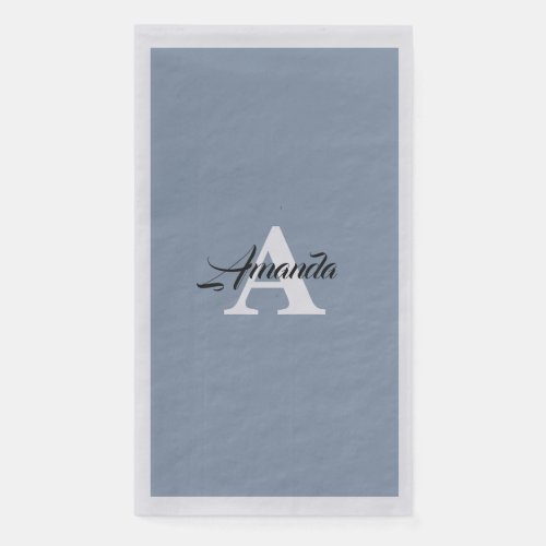 Monogram Initial Simple Light Dusty Blue Silver Paper Guest Towels