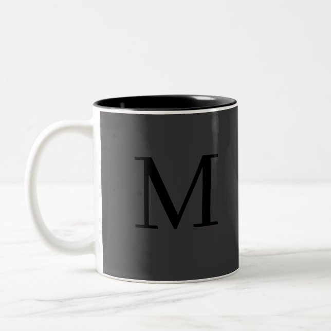 Monogram Initial Simple Minimalist Modern Elegant  Two-Tone Coffee Mug (Left)
