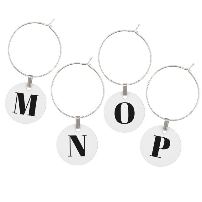 Monogram Initial Simple Wine Charm (Monogram initial personalized wine charms)