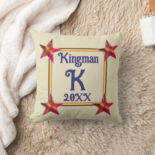 Monogram Initial Star Wedding New Home Keepsake Throw Pillow (Blanket)