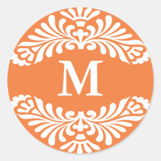 Monogram Initial Stickers ::Coral Rose - Orange