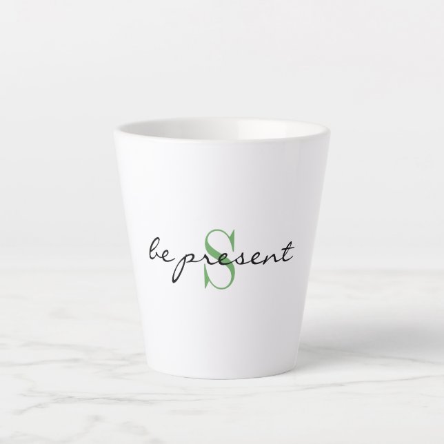 Monogram Initial, Stylish Script be present,   Latte Mug (Front)