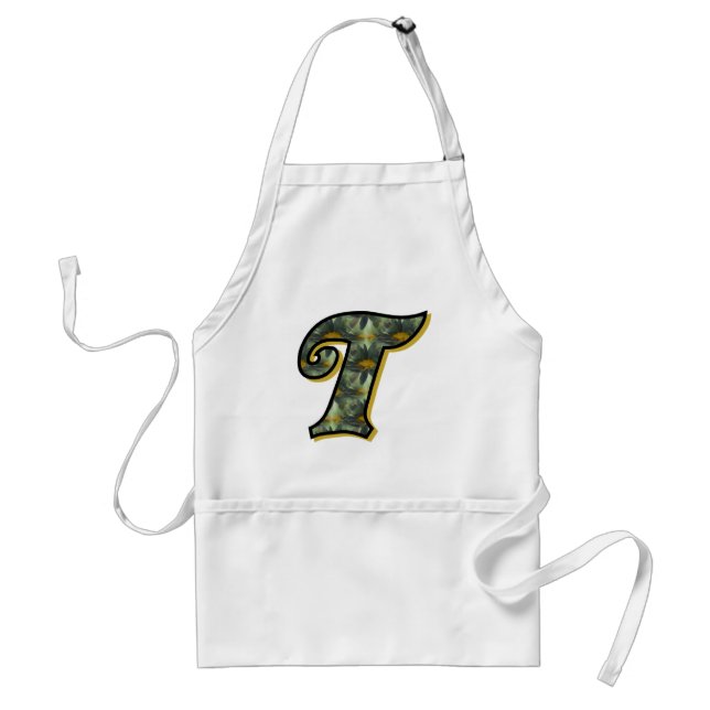 Monogram Initial T Daisies Floral Art Adult Apron (Front)