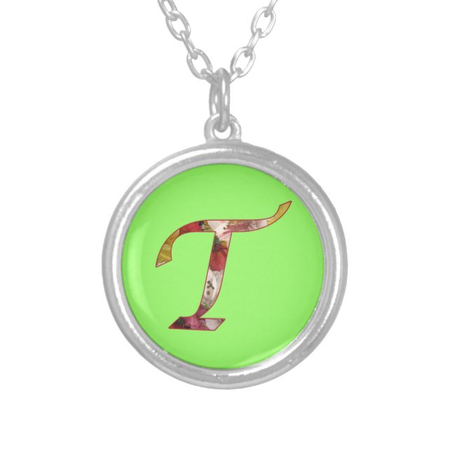 Monogram Initial T Floral Design Necklace (Front)