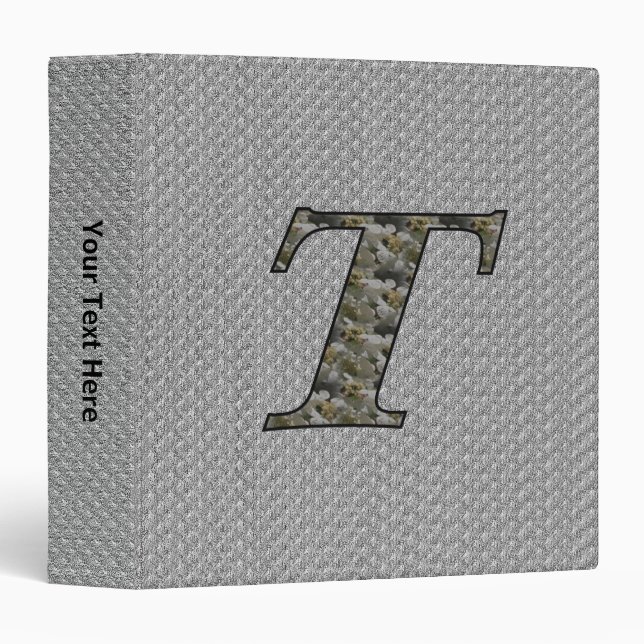Monogram Initial T Hydrangea Flowers Binder (Front/Spine)