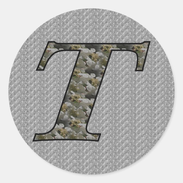 Monogram Initial T Hydrangea Flowers Classic Round Sticker (Front)