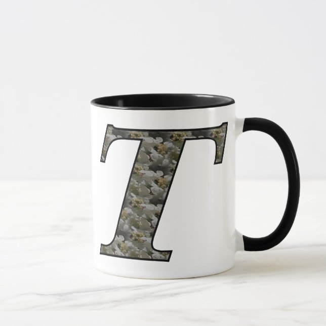 Monogram Initial T Hydrangea Flowers Mug (Right)