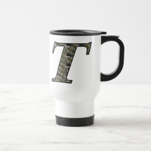 Monogram Initial T Hydrangea Flowers Travel Mug