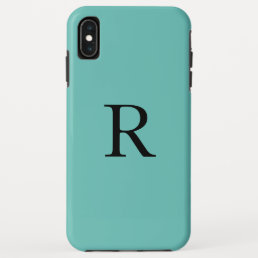 Monogram Initial Teal Blue Solid Color Cool iPhone XS Max Case
