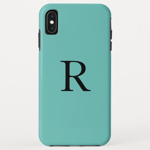 Monogram Initial Teal Blue Solid Color Cool iPhone XS Max Case