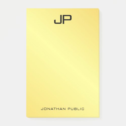 Monogram Initial Template Gold Look Vertical Post_it Notes