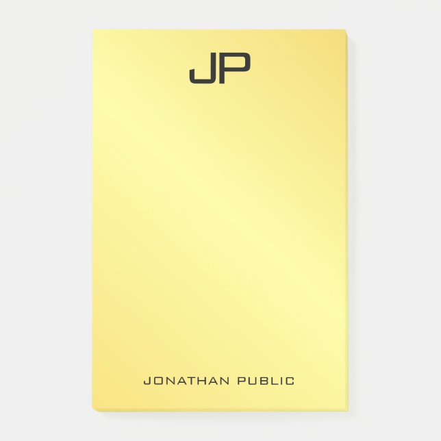 Monogram Initial Template Gold Look Vertical Post-it Notes (Front)