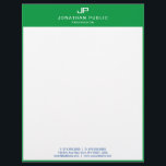 Monogram Initial Template Green White Customizable Letterhead<br><div class="desc">Customizable Modern Monogram Initial Template Elegant Kelly Green White Letterhead.</div>