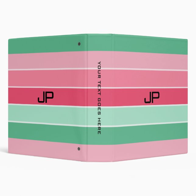 Monogram Initial Text Name Custom Elegant Template 3 Ring Binder (Background)