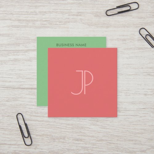 Monogram Initial Trend Colors Professional Elegant Square Business Card