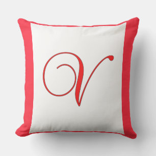 Monogram Initial V Square Plush Outdoor Patio  Pillow