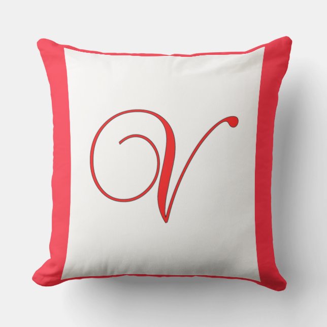 Monogram Initial V Square Plush Outdoor Patio  Pillow (Front)
