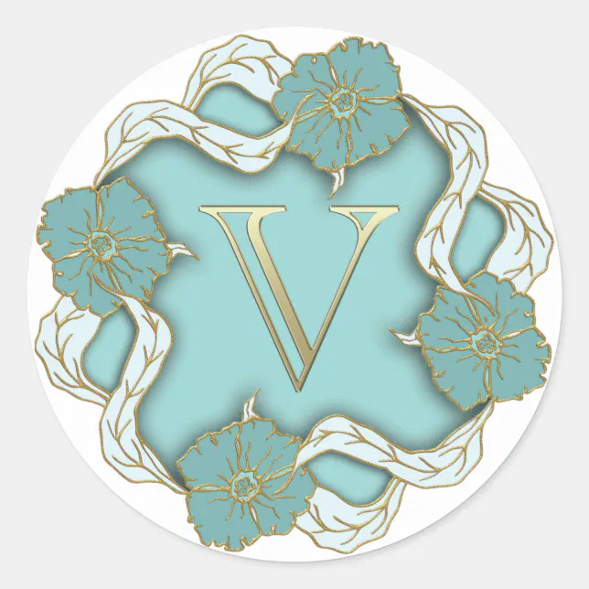 monogram initial V stickers | Zazzle