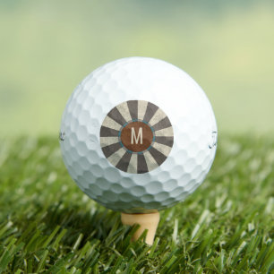 Monogram Initial Vintage Retro Sunburst Golf Balls