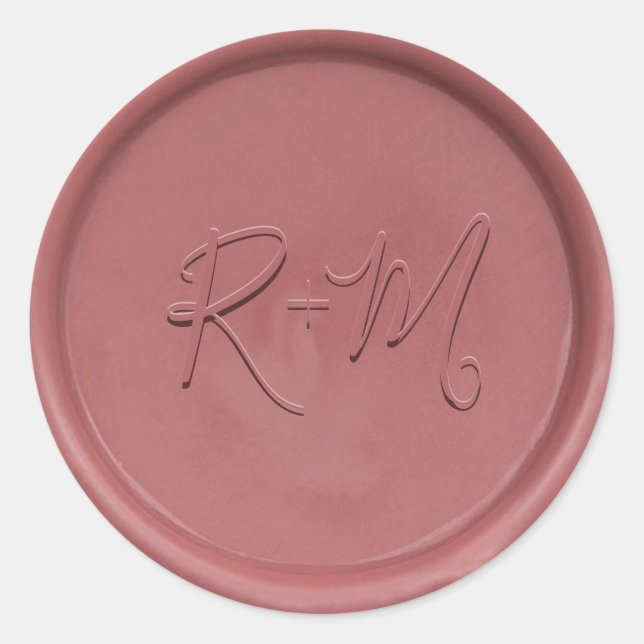 Monogram Initial Vintage Rose Wax Seal Sticker (Front)