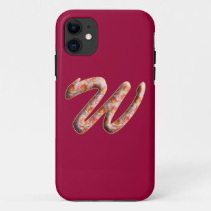 Monogram Initial W in Roses Iphone Case