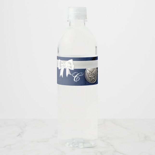 Monogram Initial Water Bottle Label AirForce Dress (Front)