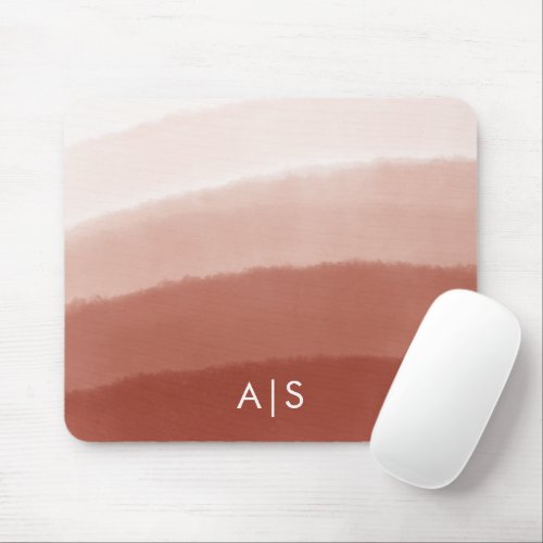 Monogram Initial Watercolor Copper Rust Ombre Mouse Pad