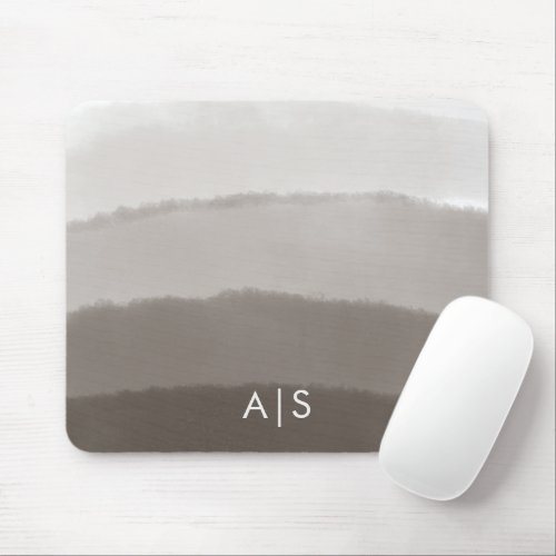 Monogram Initial Watercolor Davy Gray Ombre Mouse Pad