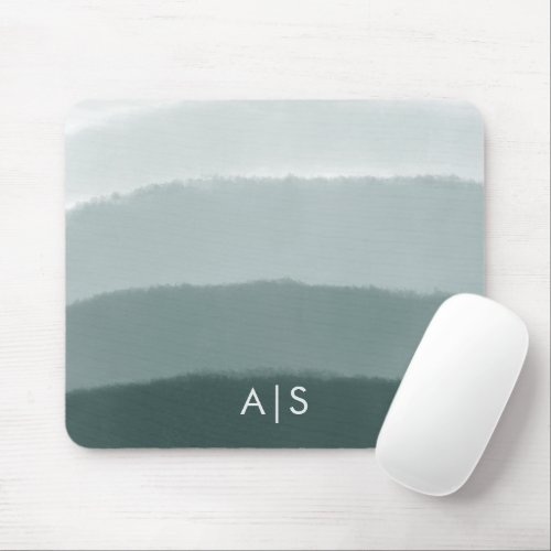 Monogram Initial Watercolor Limed Spruce Ombre Mouse Pad