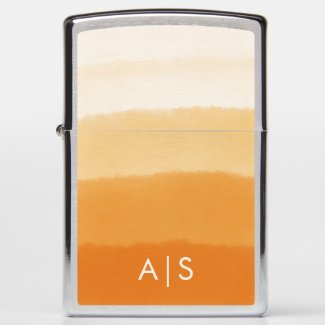 Monogram Initial Watercolor Pumpkin Orange Ombre