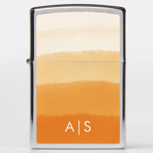 Monogram Initial Watercolor Pumpkin Orange Ombre Zippo Lighter