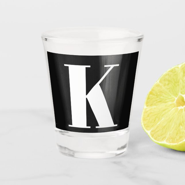 Monogram Initial Wedding Bridal Shower Gift Favor Shot Glass (Front)