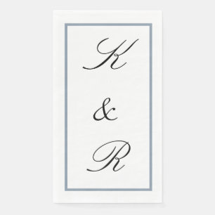 Monogram Initial Wedding Dusty Blue Black Custom Paper Guest Towels