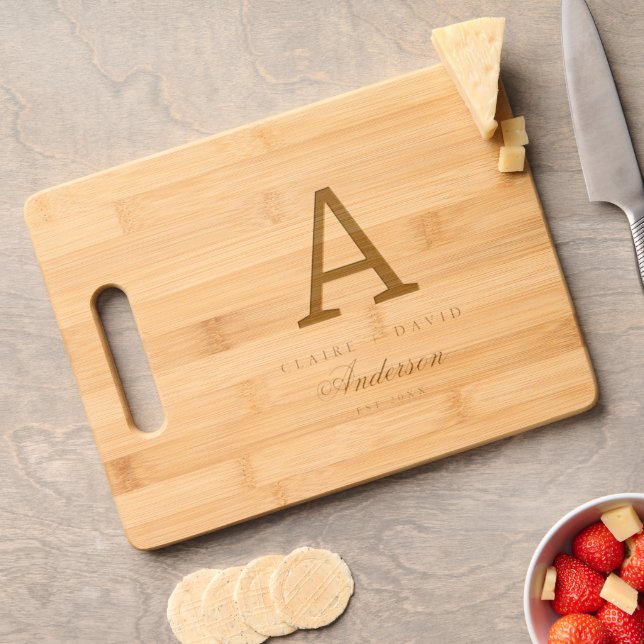 Monogram Initial Wedding Gift Cutting Board (Cheese)