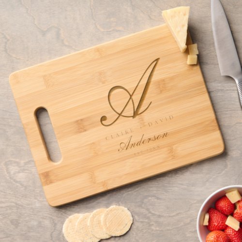 Monogram Initial Wedding Gift Cutting Board